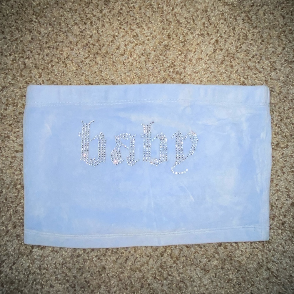 Super cute suede baby blue tube top
